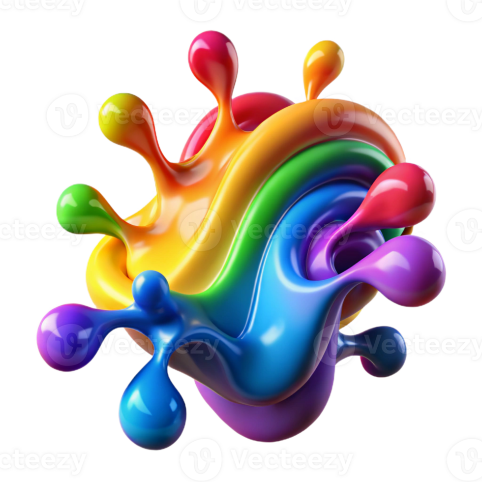 Rainbow Liquid 3D Render png