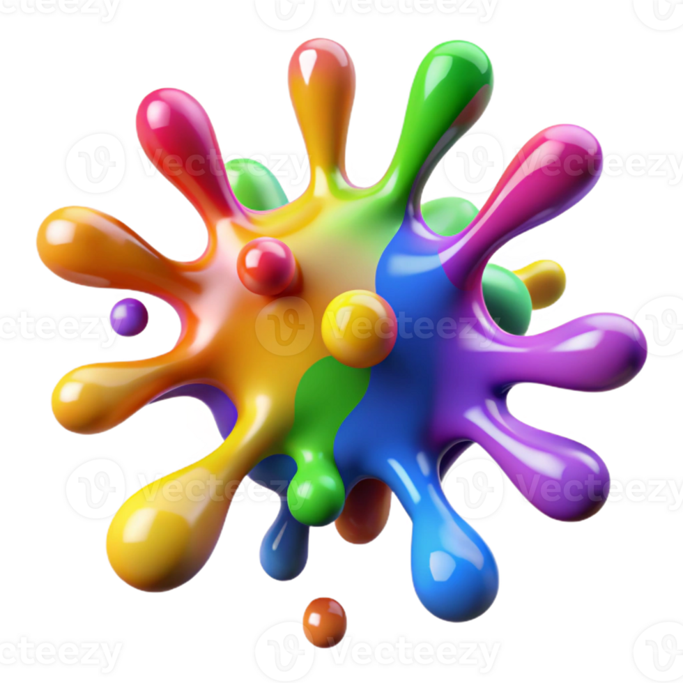 Vibrant Rainbow 3D Paint Splatter Illustration png