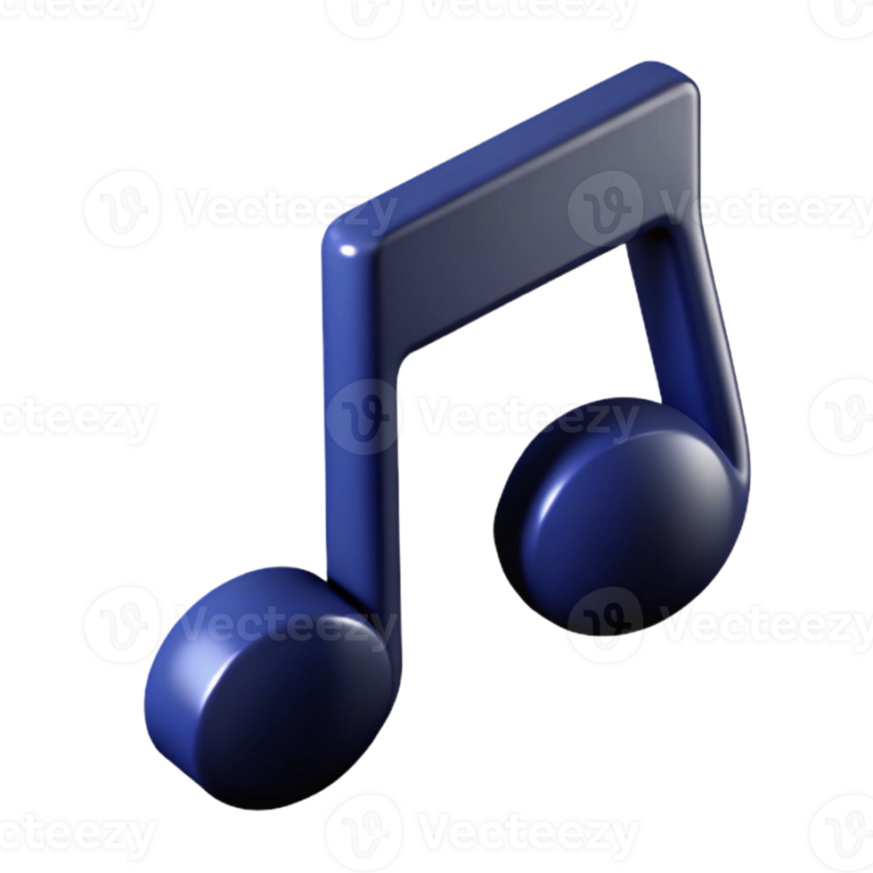3D Render of a Dark Blue Music Note png