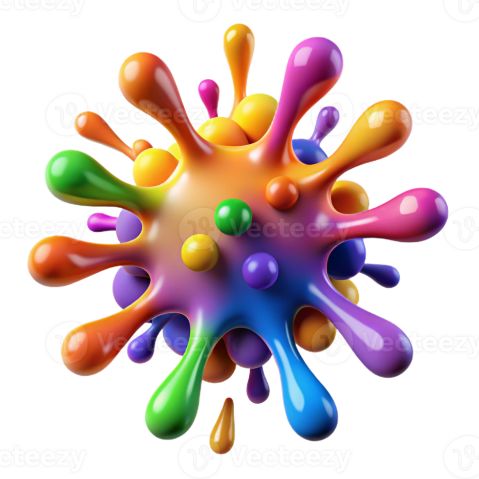 Rainbow Paint Splatter 3D Illustration png