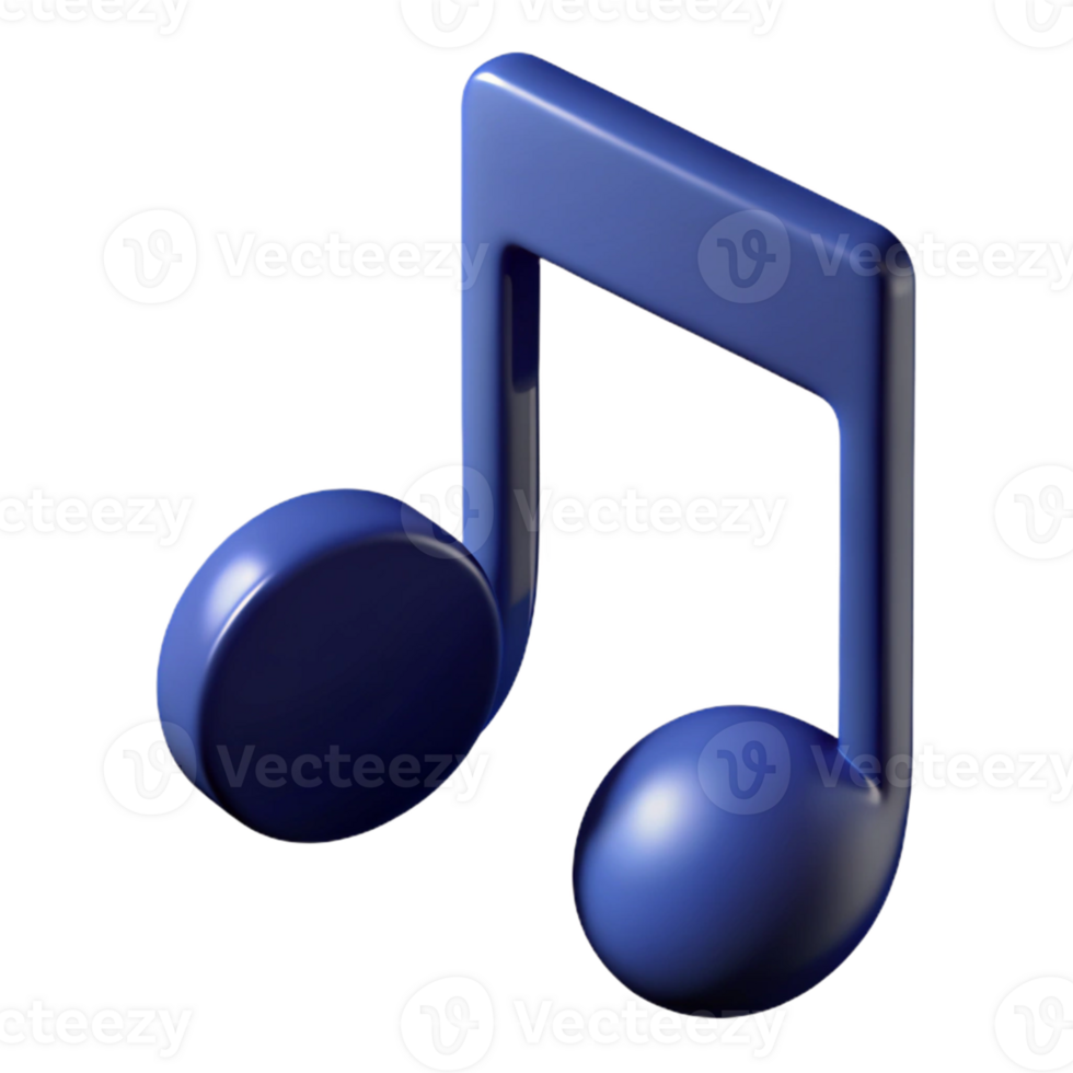 3D Render Dark Blue Music Note png