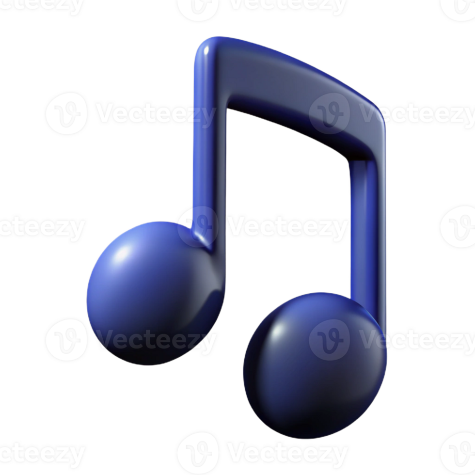 3D Render of a Blue Musical Note png