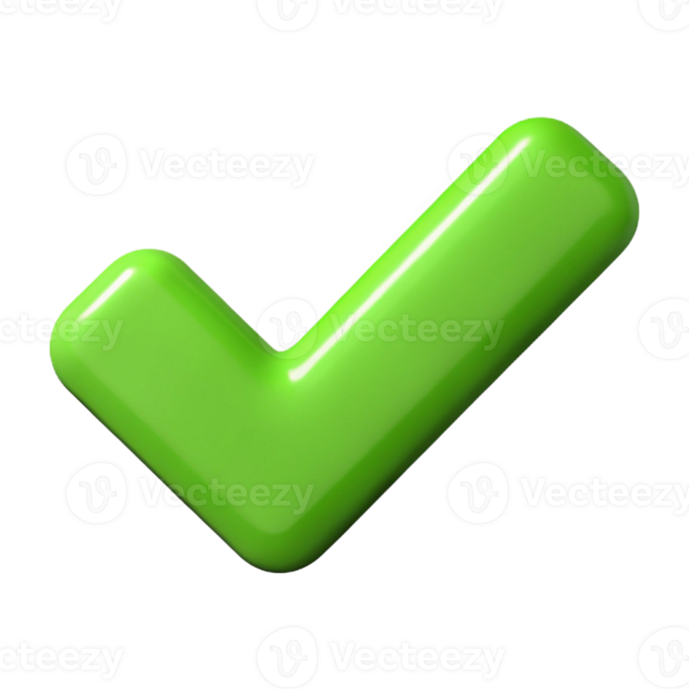 Glossy Green 3D Checkmark Illustration png