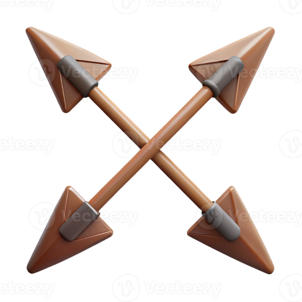 3D Render Brown Wooden Arrows Crossed png