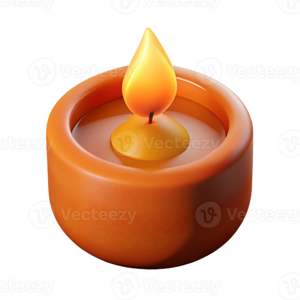 3D Render Orange Candle Illustration png