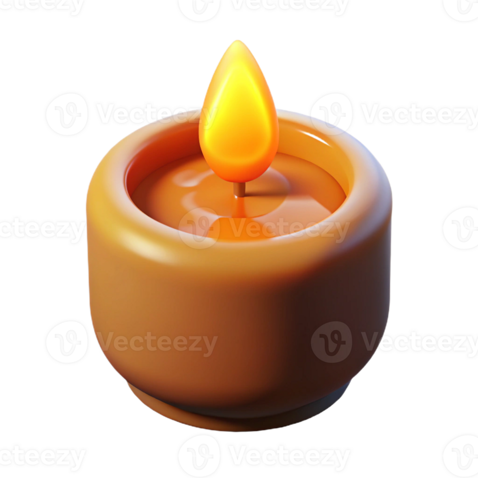 3D Render of a Lit Candle png