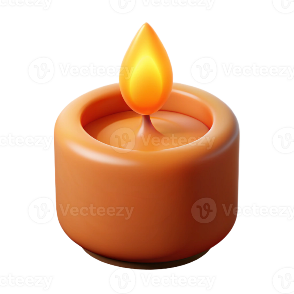 3D Render Orange Candle Illustration png