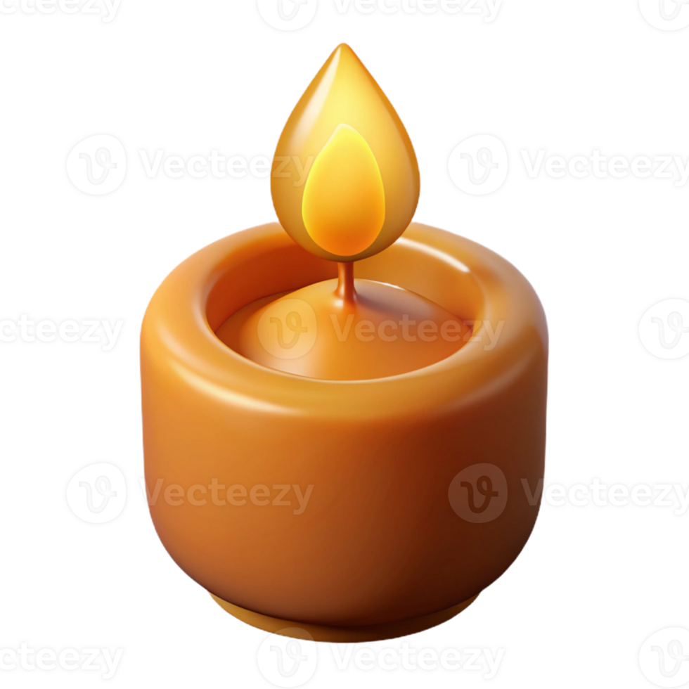 3D Render of a Lit Candle png