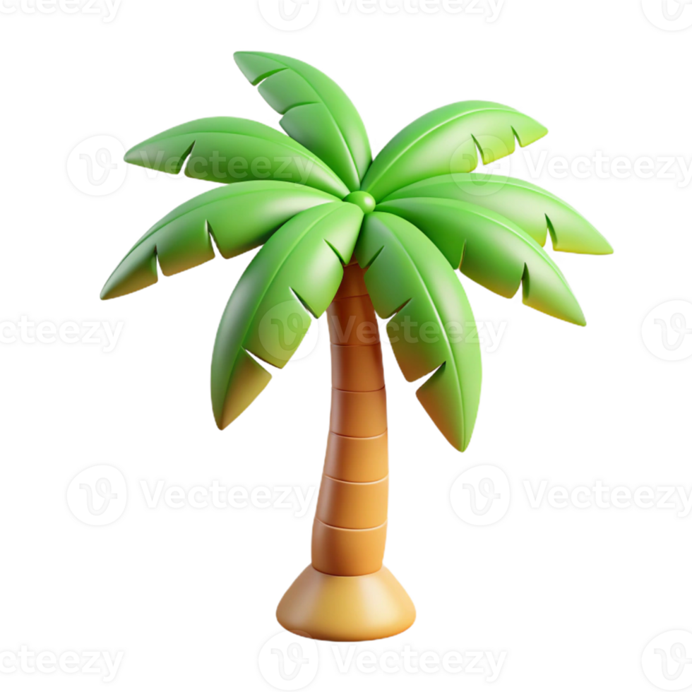 3D Cartoon Palm Tree Illustration png