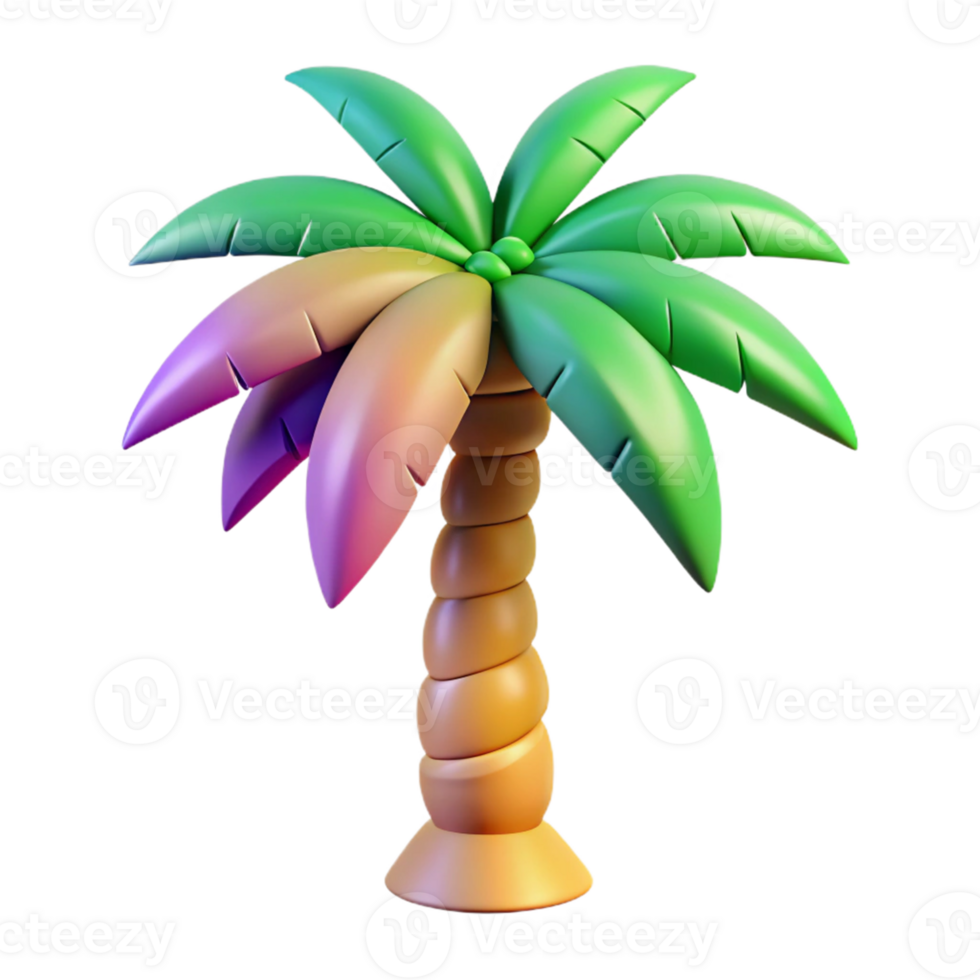 Vibrant 3D Render of a Cartoon Palm Tree png