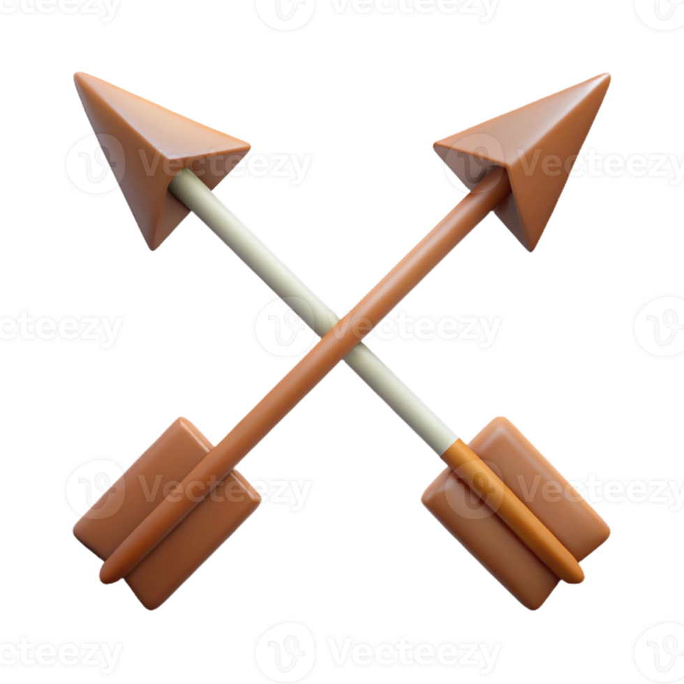 3D Render Crossed Arrows Illustration png