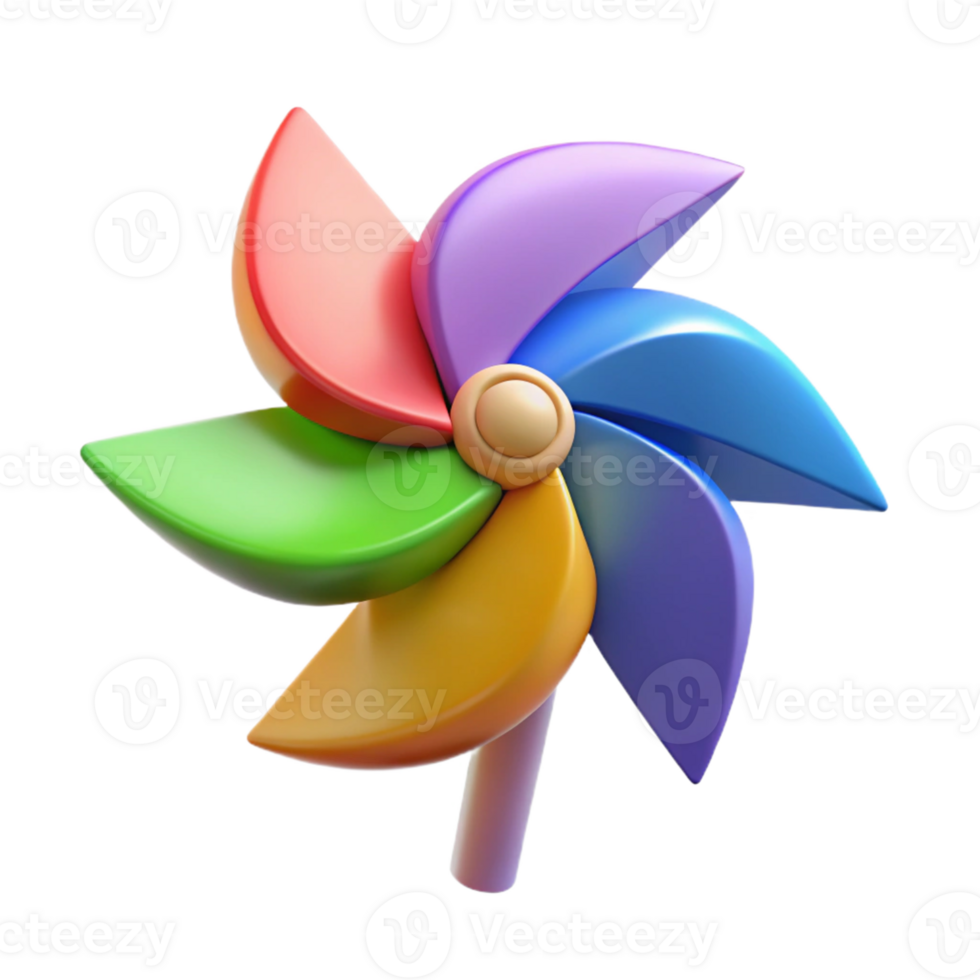 Colorful 3D Pinwheel Illustration png