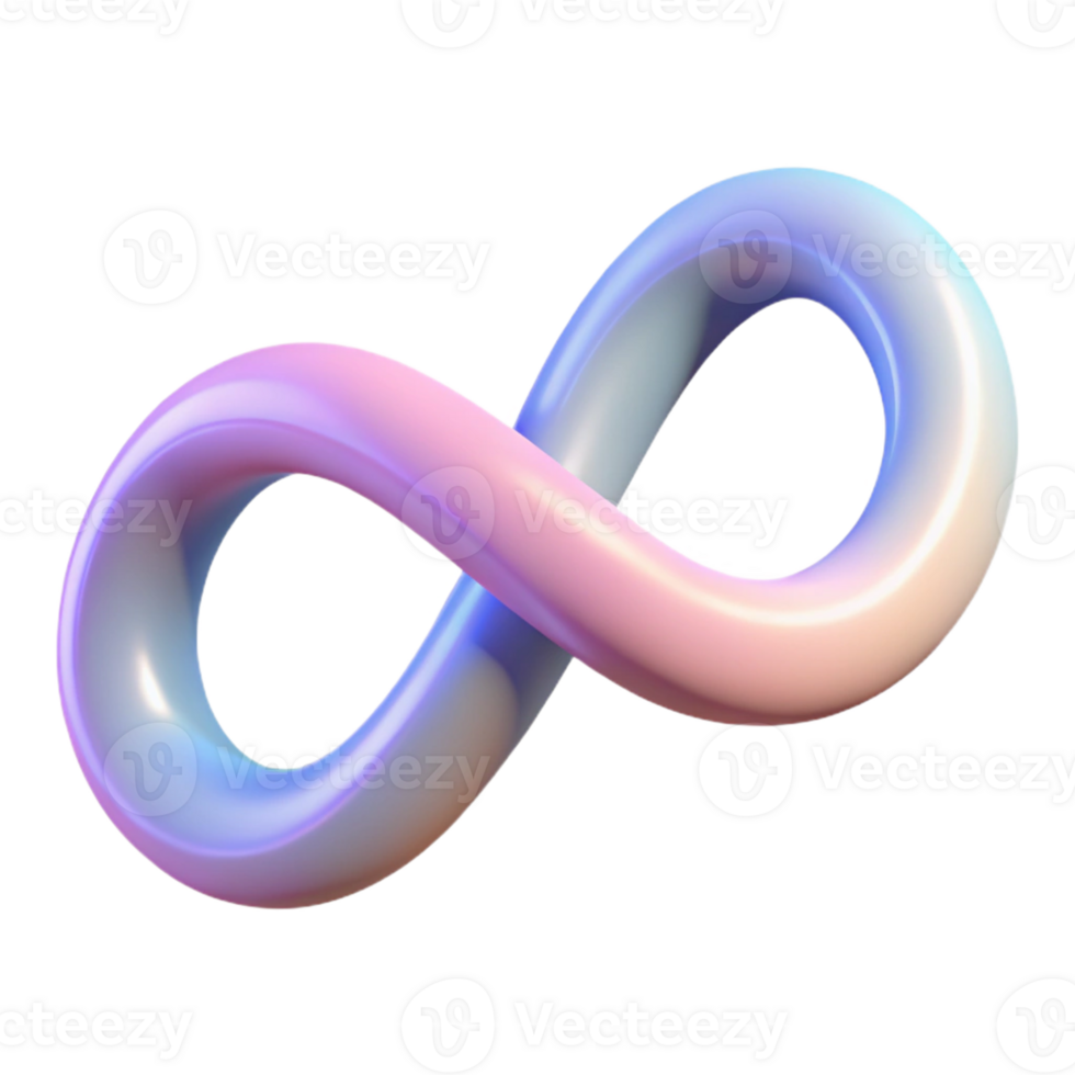3D Render of a Pink and Blue Infinity Symbol png