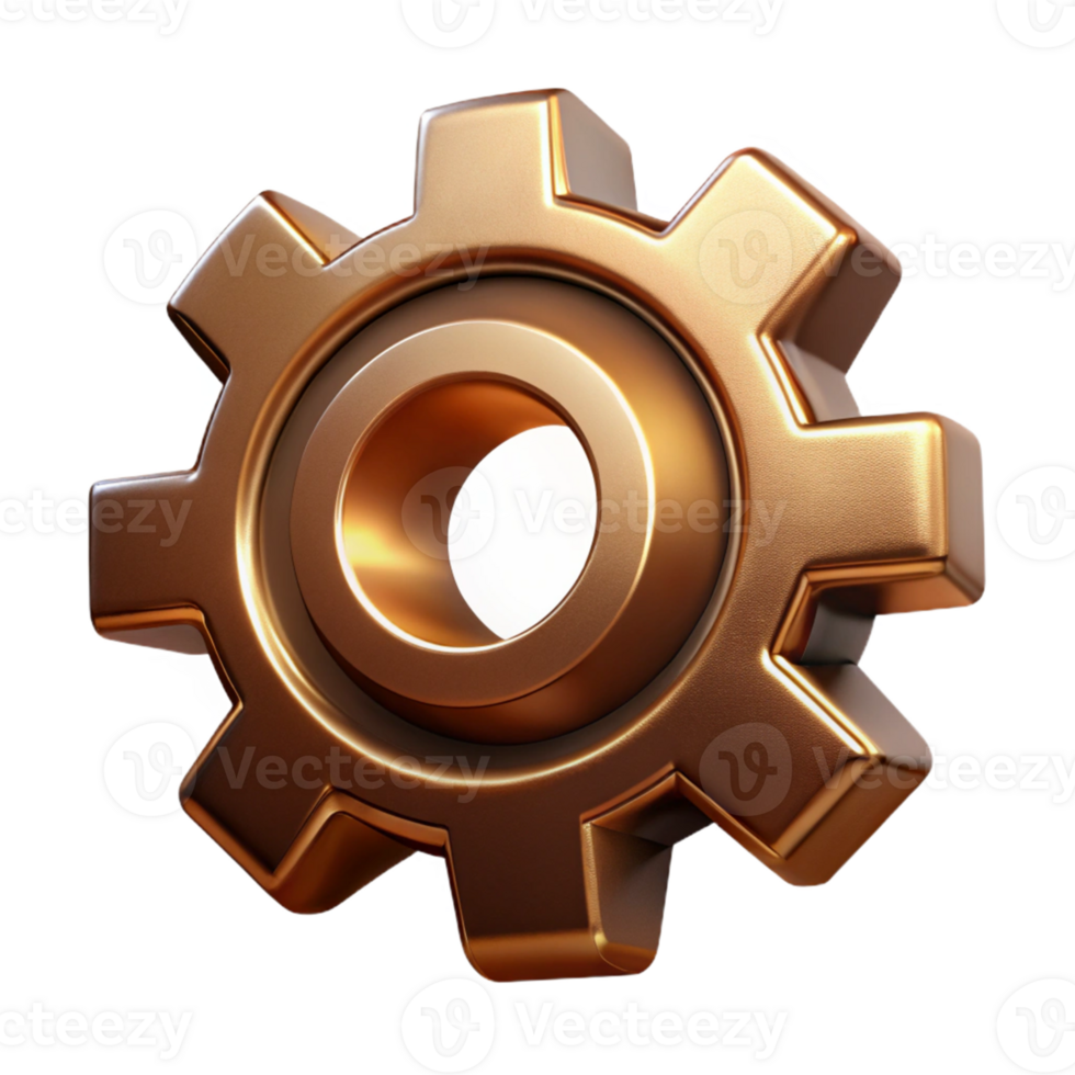 Bronze Gear 3D Illustration png