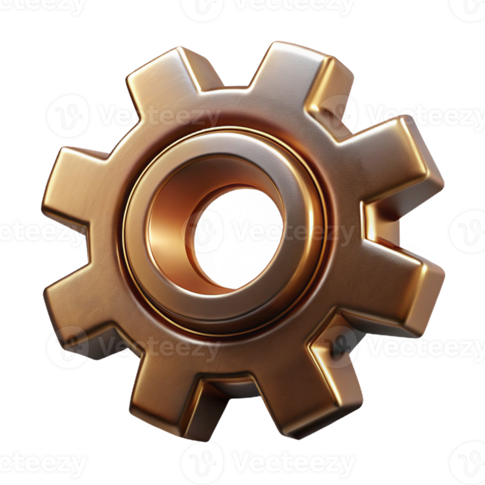 Bronze Gear 3D Illustration png