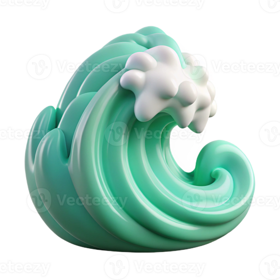 3D Render Green Wave Illustration png