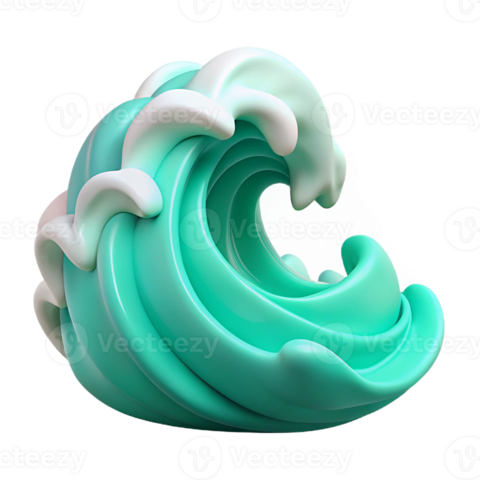 3D Render of Abstract Teal Wave png