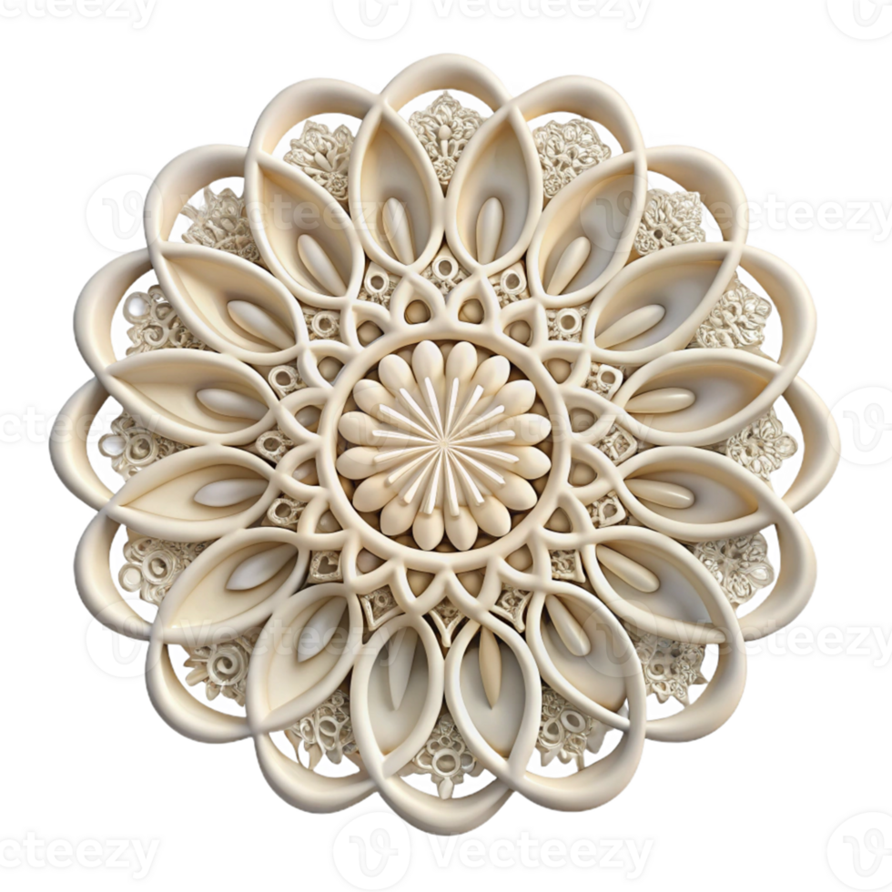Cream 3D Mandala Illustration png