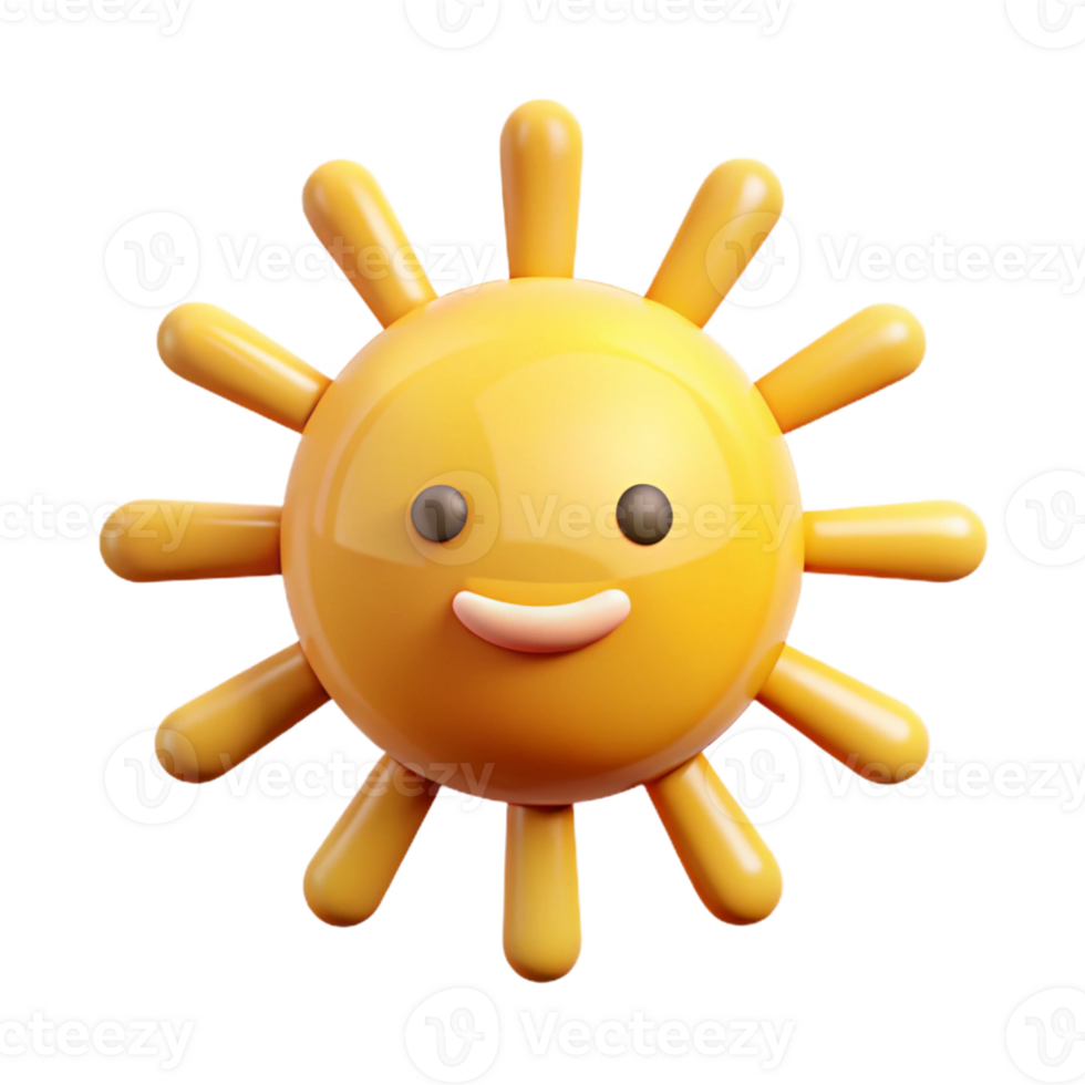 Smiling 3D Sun Cartoon Illustration png