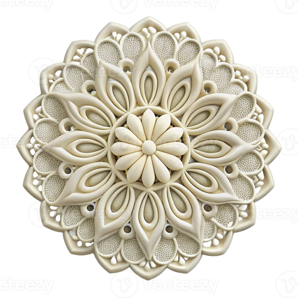 Cream 3D Mandala Illustration png