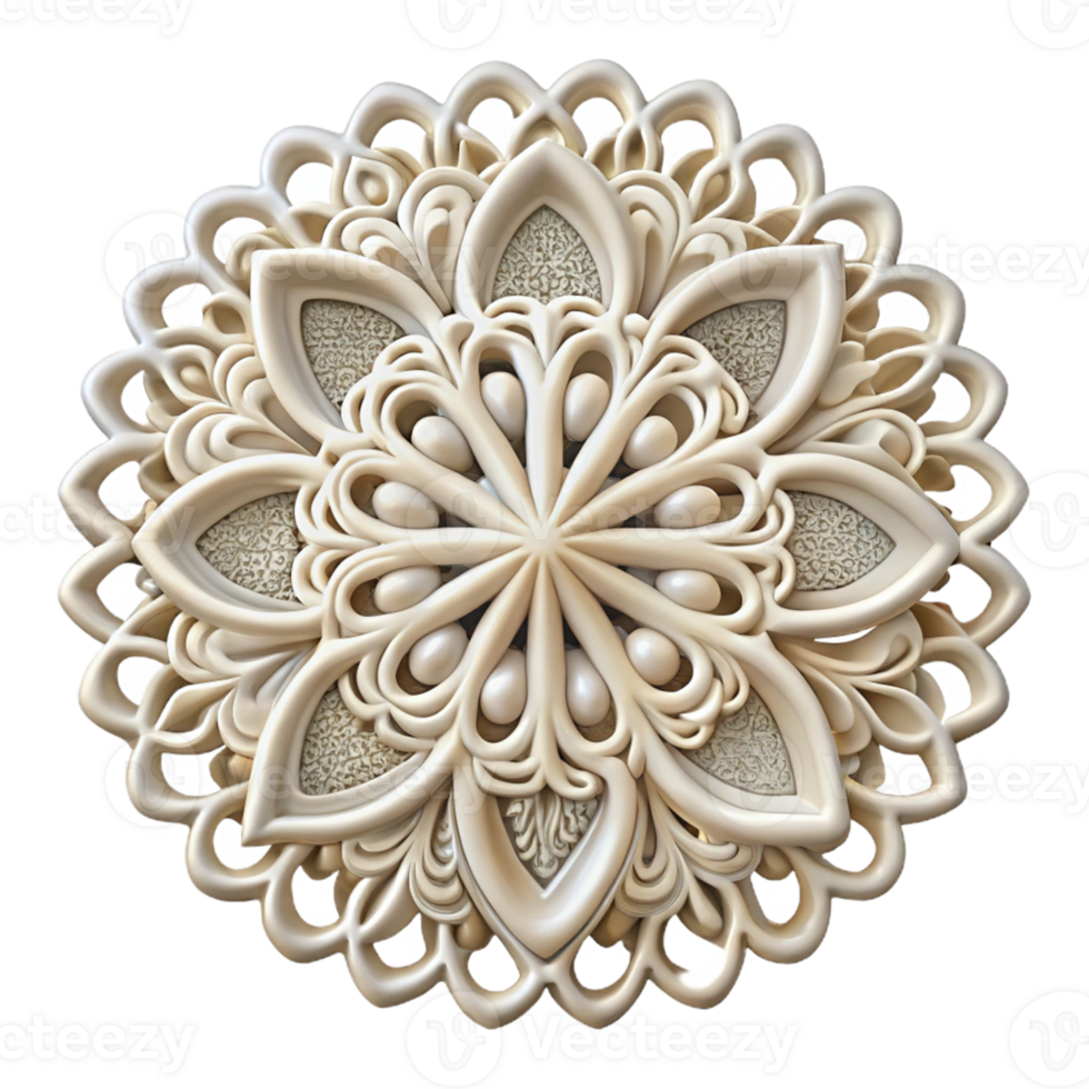 Cream 3D Floral Mandala Illustration png