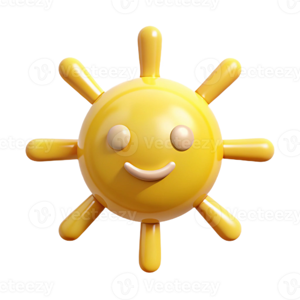 Smiling 3D Sun Cartoon Illustration png