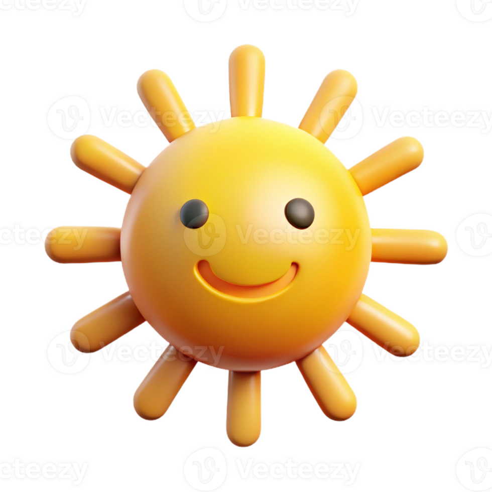 Smiling 3D Sun Illustration png