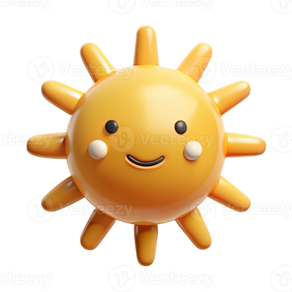 Smiling 3D Sun Cartoon Illustration png