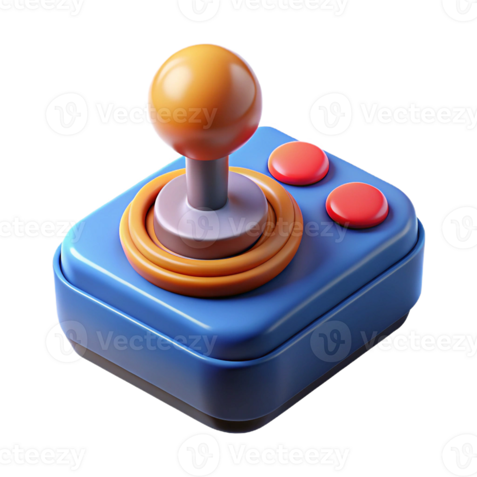 3D Render Retro Joystick Game Controller png