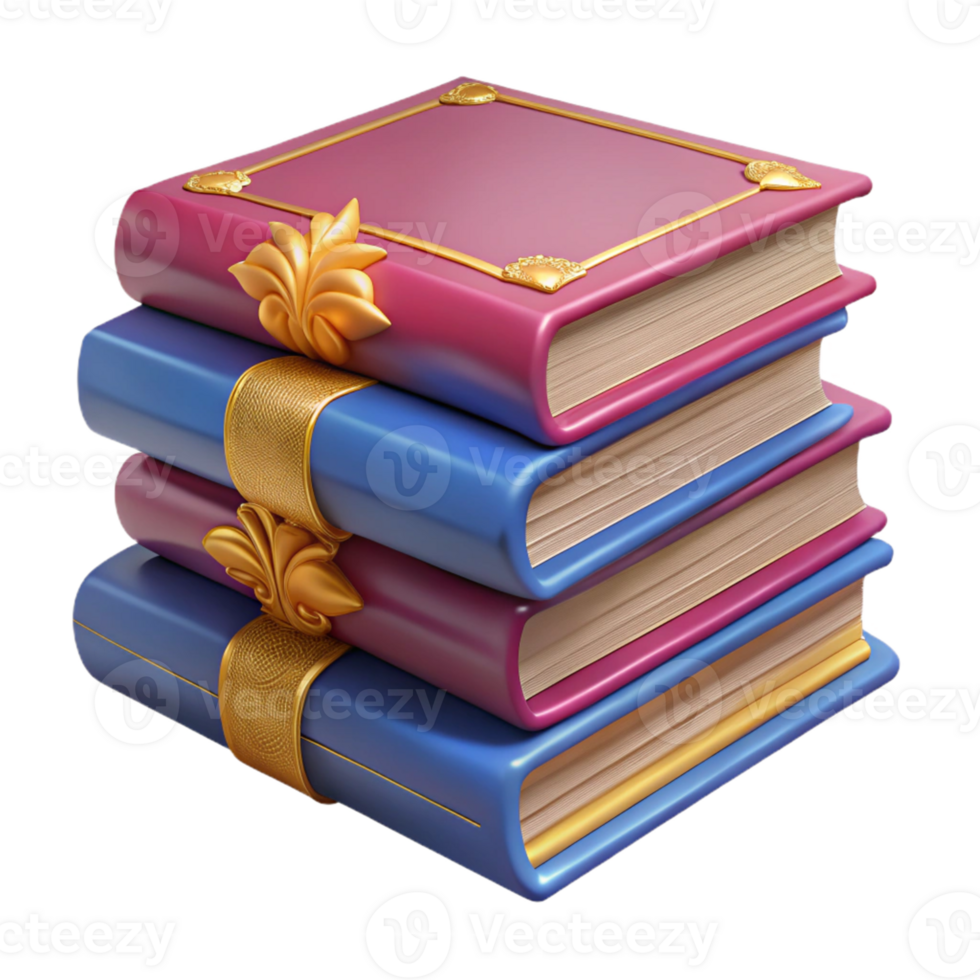 3D Render Stack of Books Illustration png
