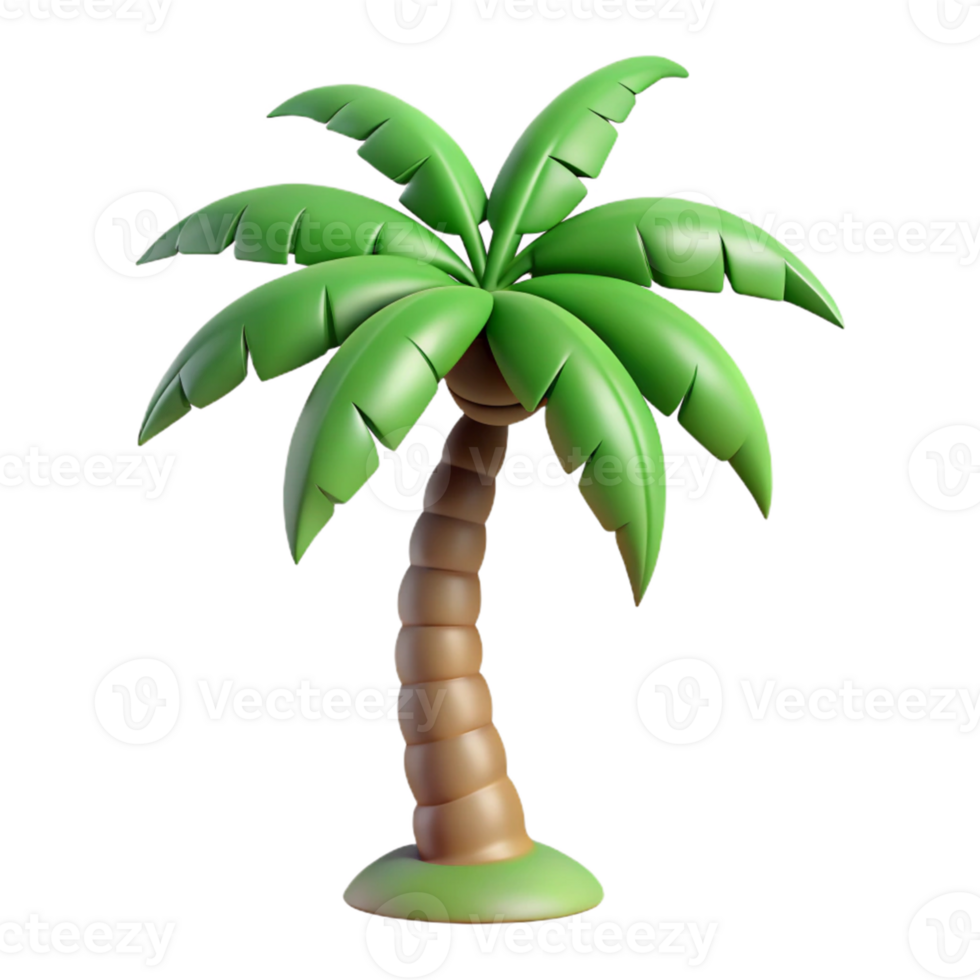 3D Cartoon Palm Tree Illustration png