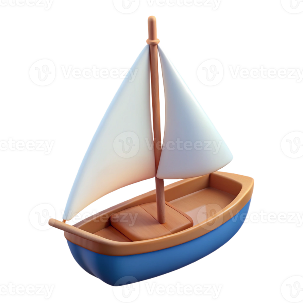 3D Render Toy Sailboat Illustration png