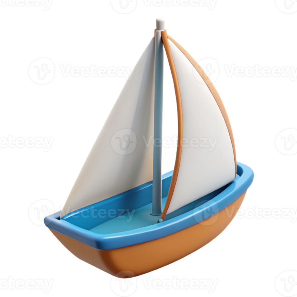3D Render of a Toy Sailboat png