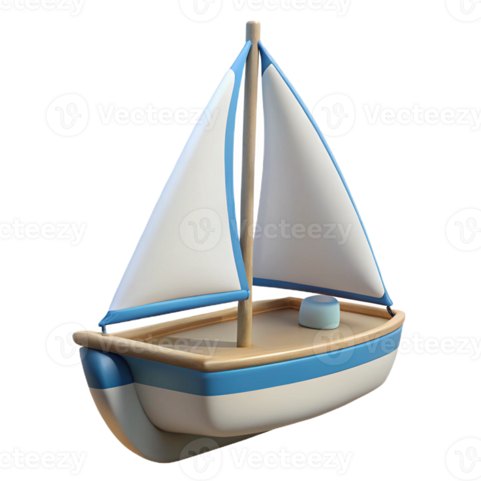 3D Render of a Toy Sailboat png