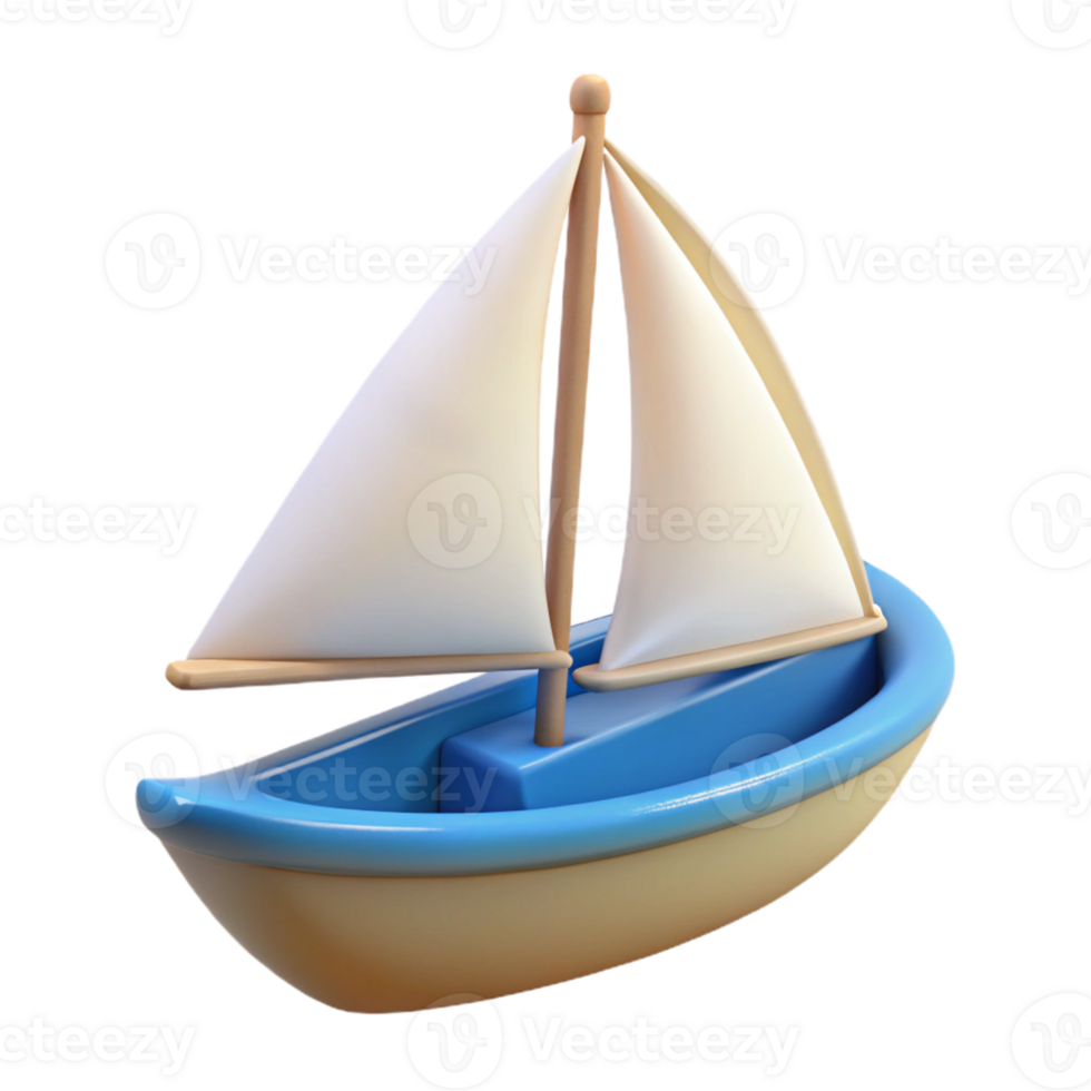 3D Render of a Cute Little Sailboat png