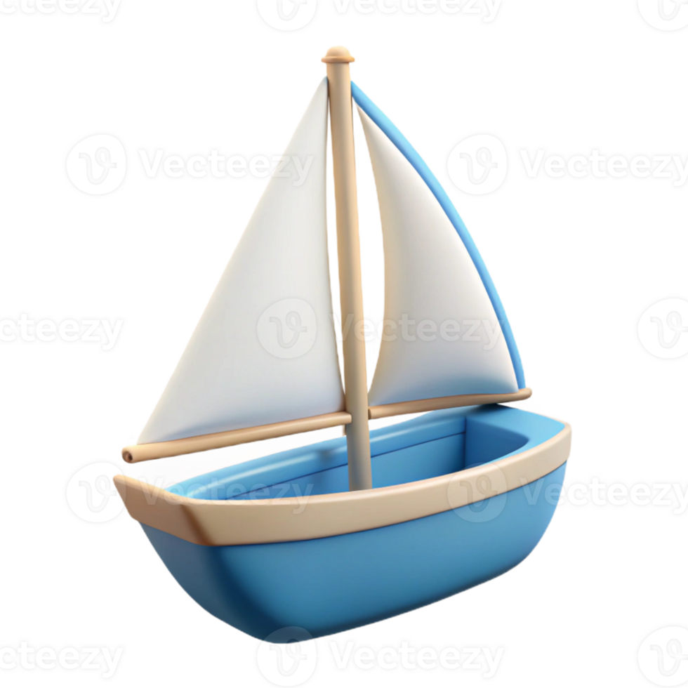 3D Cartoon Sailboat Illustration png