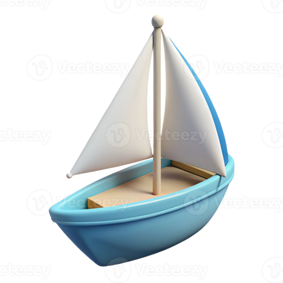 3D Render Toy Sailboat Illustration png