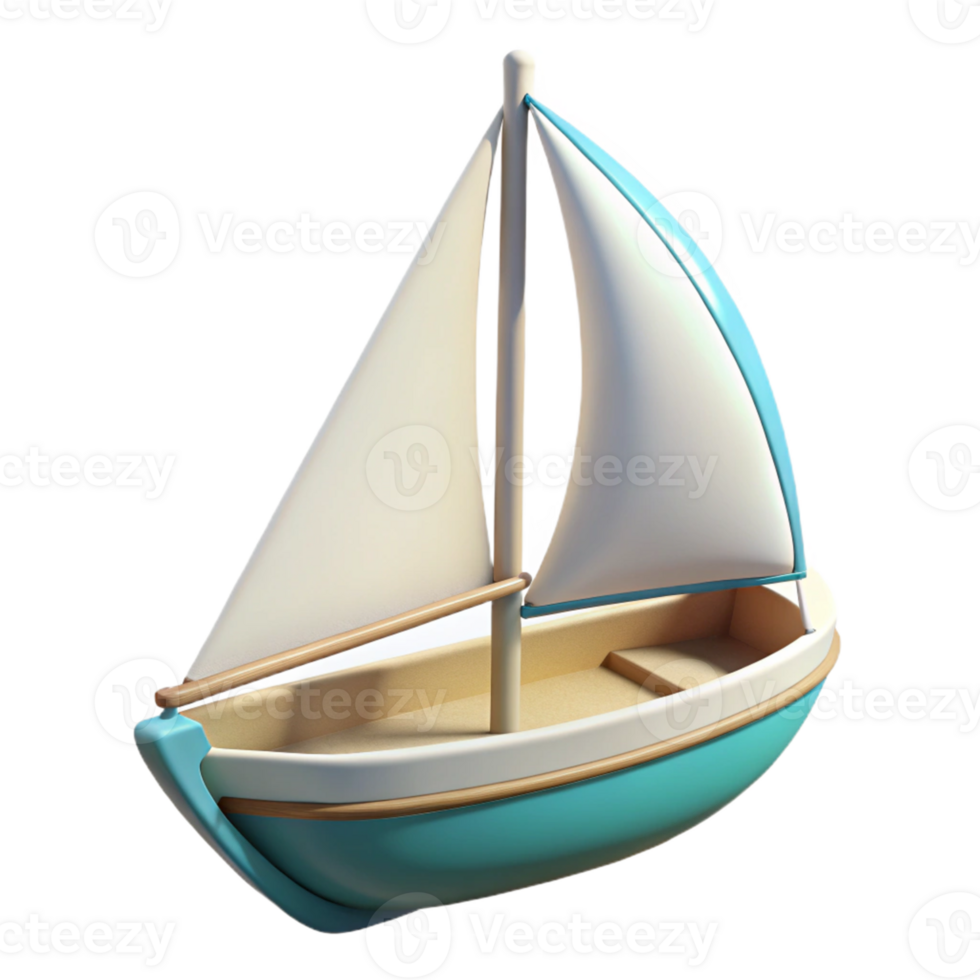 3D Render of a Cute Toy Sailboat png
