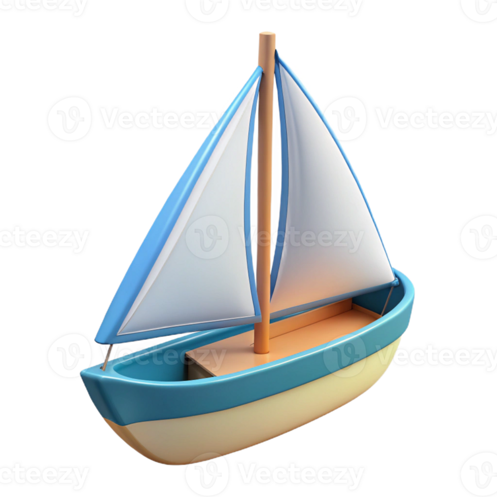 3D Render of a Toy Sailboat png