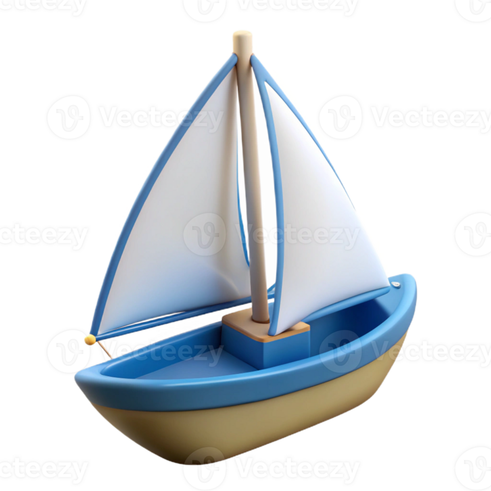 3D Render Toy Sailboat Illustration png