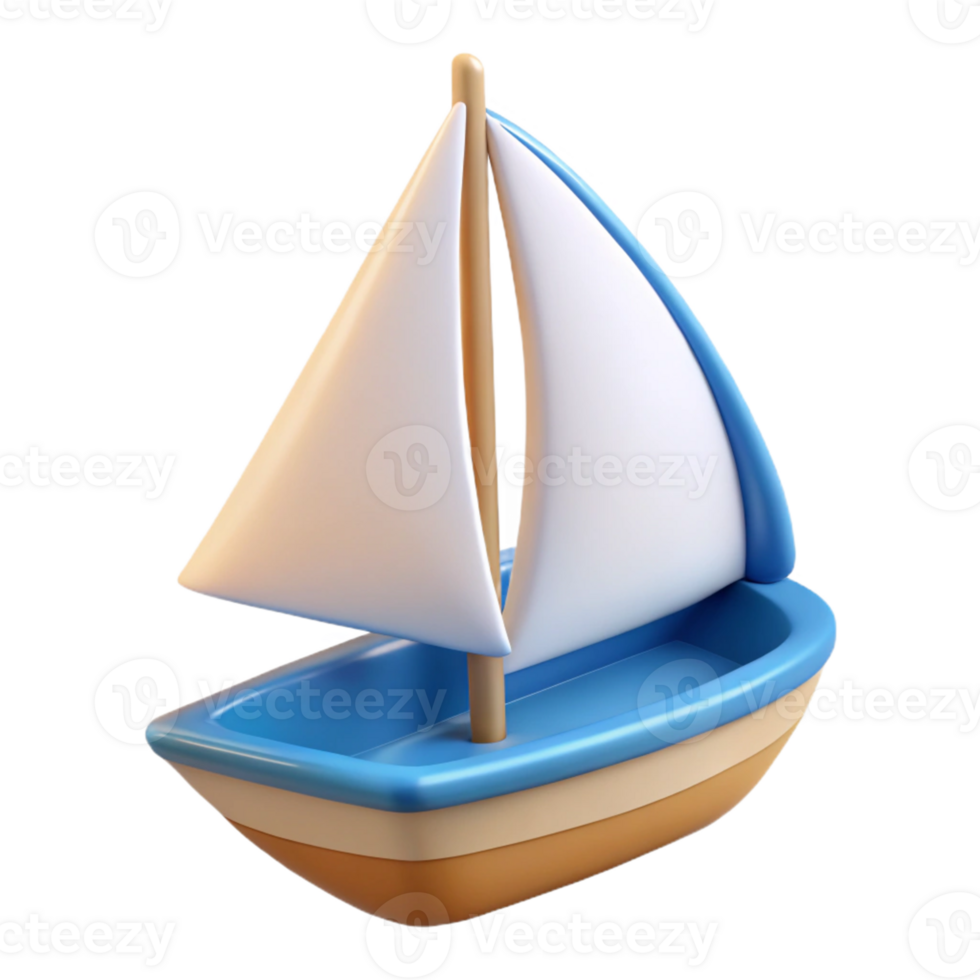 3D Render Cartoon Sailboat Illustration png
