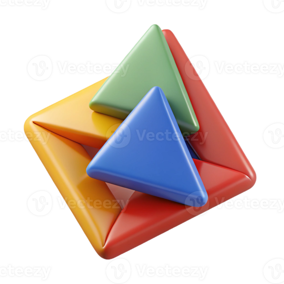 Abstract 3D Render of Colorful Triangles png