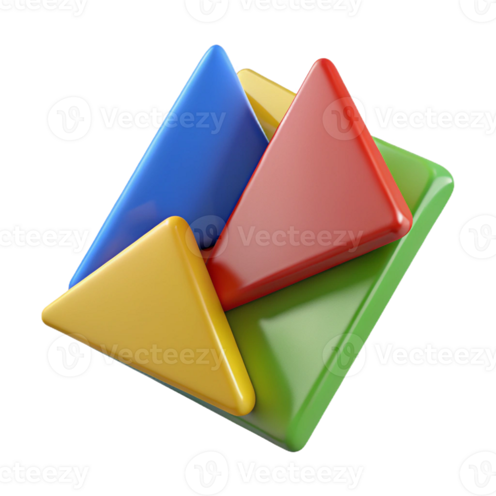 Abstract 3D Render Colorful Triangles png