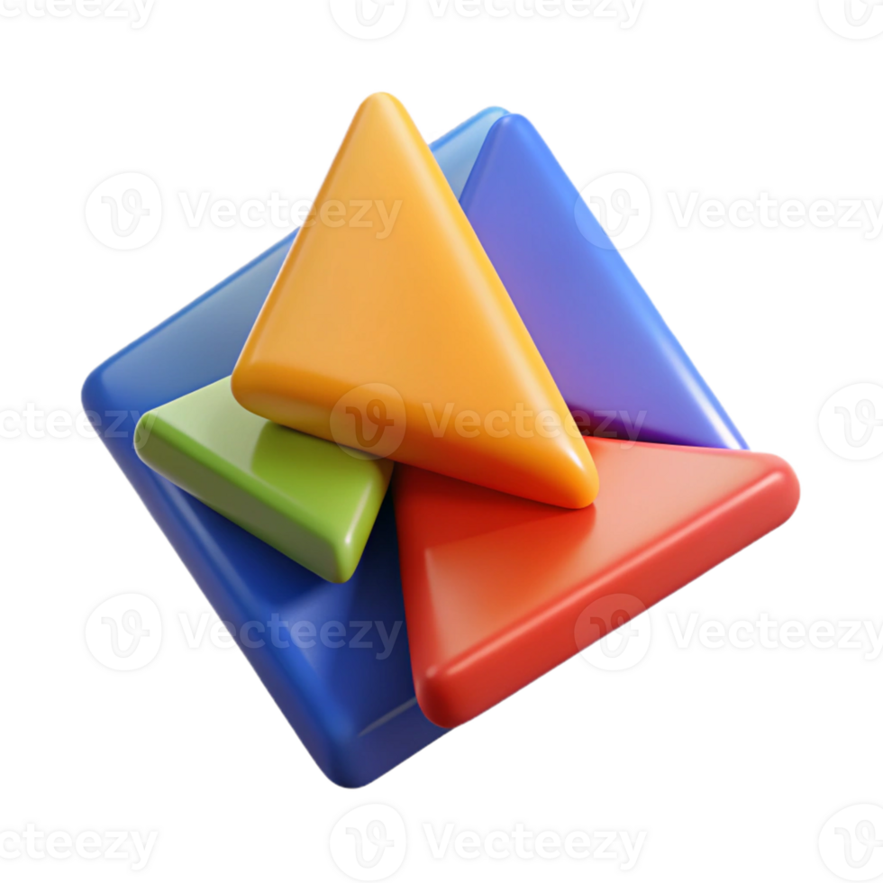 Abstract 3D Render Colorful Triangles png