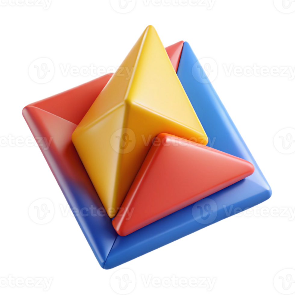Abstract 3D Render of Colorful Geometric Shapes png