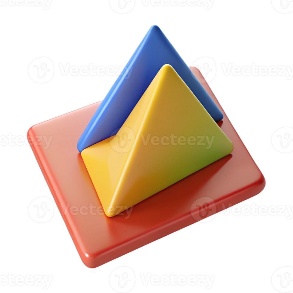 Abstract 3D Render of Colorful Pyramids png