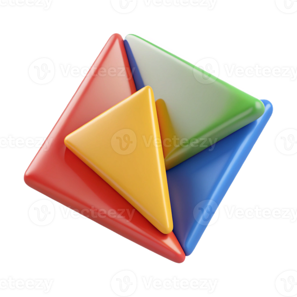 Abstract 3D Render of Colorful Triangles png