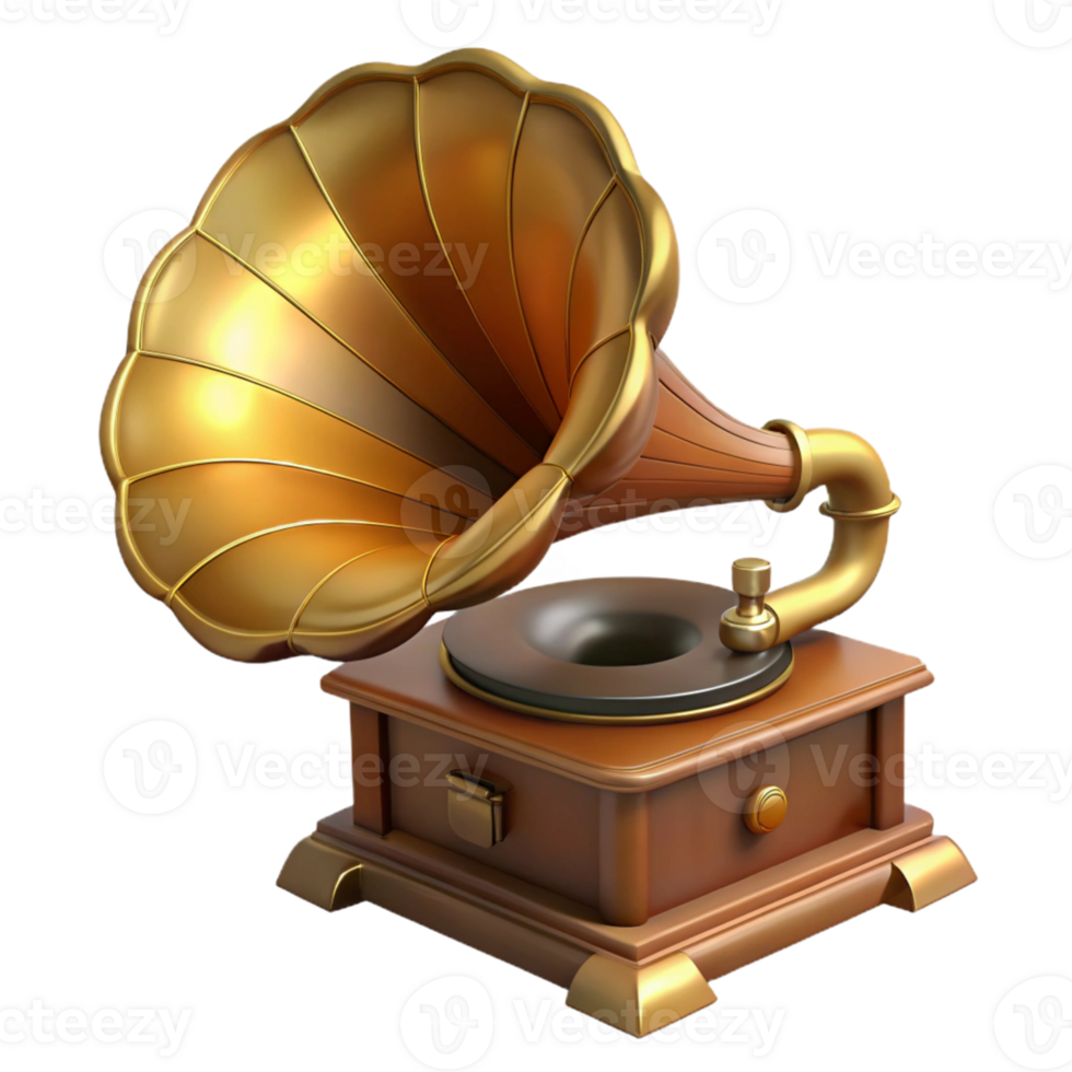 Vintage Gramophone 3D Render png
