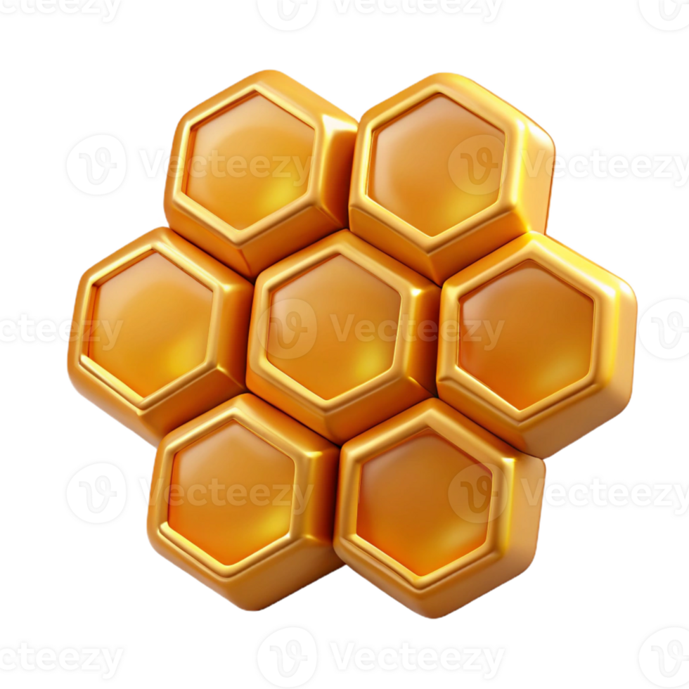 Golden Honeycomb 3D Render png