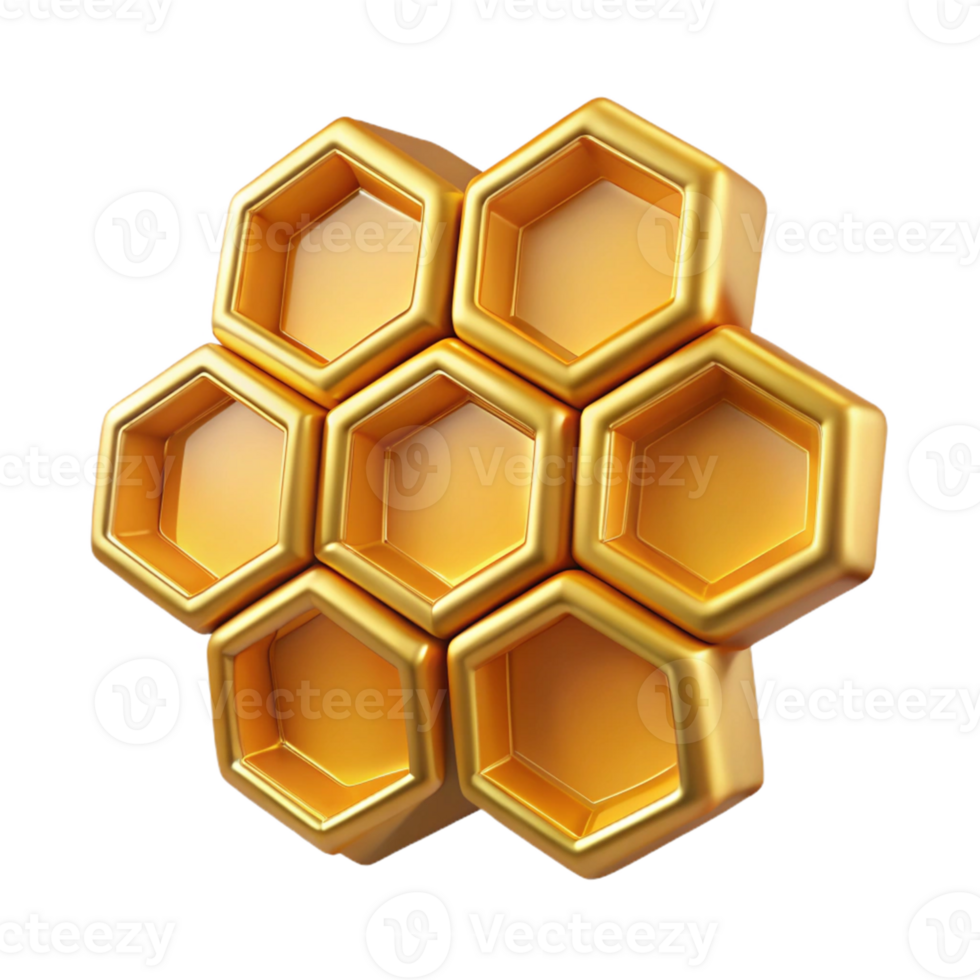 Golden Honeycomb 3D Illustration png
